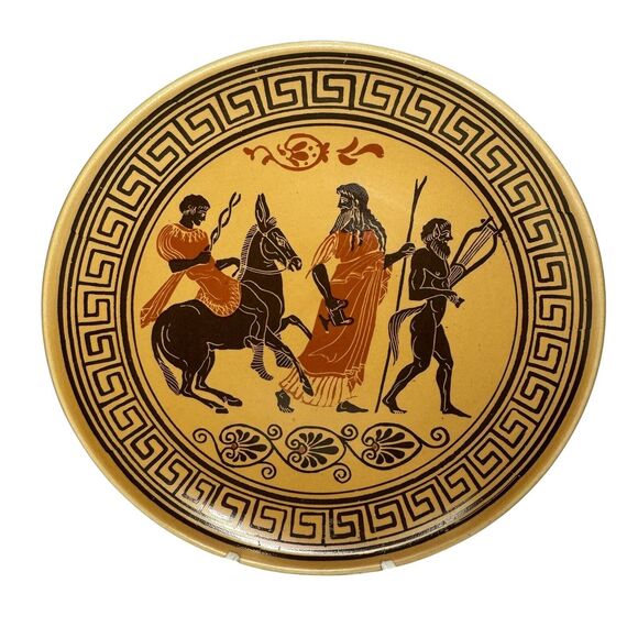 Journey to Mount Olympus Greek Mythology Story Plate Epidavros Handmade Dionysus - Picture 1 of 5